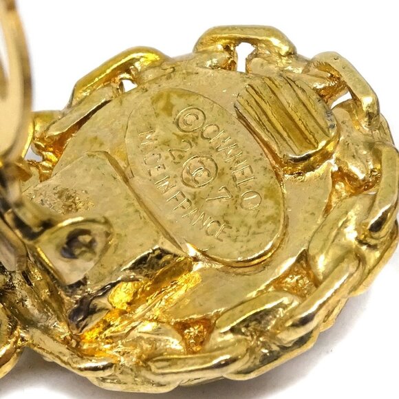 Chanel Dangle Hoop Earrings Gold Artificial Pearl Clip-On 27 182957 - Picture 4 of 4